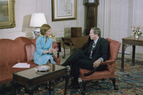 Rosalynn Carter with David Hartman from 'Good Morning America' interview.
