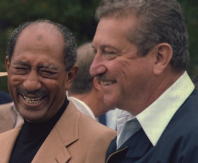 Anwar Sadat and Ezer Weizman during the Camp David Summit