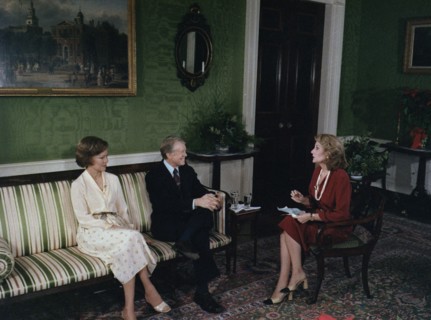 Rosalynn Carter and Jimmy Carter during an interview with Barbara Walters.