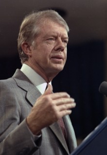 Head shot of Jimmy Carter at a press conference