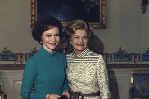 Rosalynn Carter and Betty Ford at the Carter Inauguration