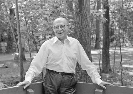 Menachem Begin poses at Camp David