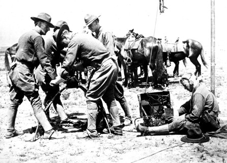 United States Army Signal Corps constructing lines in the Philippines