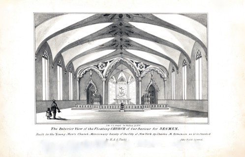 The interior view of the floating Church of Our Savior