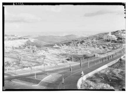 Jerusalem, scene from press bureau in David Building with evening light on Moab ca. between 1934 and 1939
