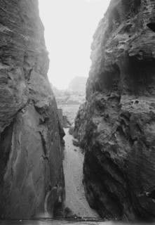 Petra in Transjordan. Sik between el-Khazne and the theatre ca. 1900