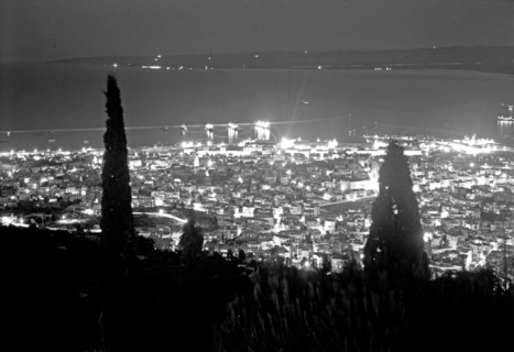 Lights of Haifa at night seen from Carmel-Heim ca. between 1934 and 1939