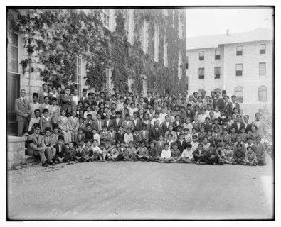 Group portrait of students and teachers at the American University in Beirut Lebanon ca. between 1898 and 1914