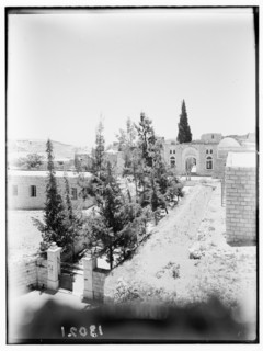 Indian hostel courtyard inside Herod's Gate, Jerusalem, showing entrance ca. between 1940 and 1946