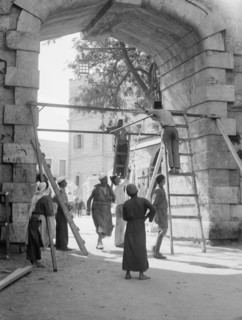 Workers Putting iron gates at the New Gate (Oct. 21, 1937) ca. 1937
