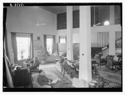 Servicemen relaxing and reading at St. Andrew's House in Tel Aviv, the chapel ca. between 1940 and 1946