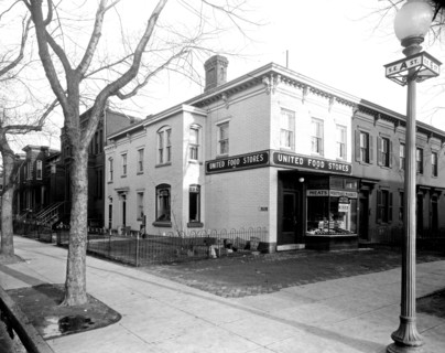 United Food Stores grocery store in Washington D.C. at the corner of S.E. A Street and S.E. 6th Street ca. 1910 to 1935