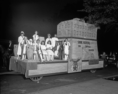 Shrine Hospital for Crippled Children float in a parade ca.  between 1910 and 1920