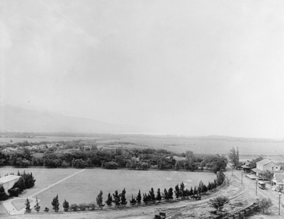Sugar plantation in Hawaii. Showing shipping port in distance ca.  between 1910 and 1920