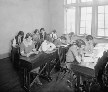 School students studying at the Maret French School, [Washington, D.C.]. ca.  between 1910 and 1920