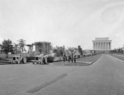 Parade; Lincoln Memorial, Washington, D.C., in background ca.  between 1910 and 1920