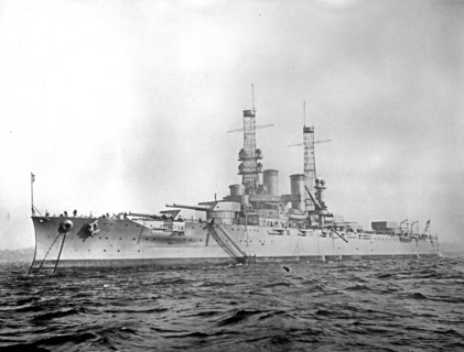 United States naval ship U.S.S Wyoming underway ca.  between 1910 and 1925