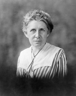 American Muckracker and writer Ida Tarbell, half-length portrait, facing front ca.  1910
