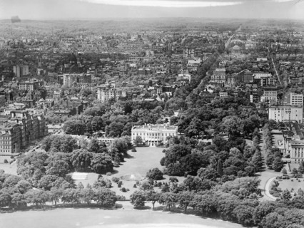 White House seen from the top of the Washington Monument ca. between 1909 and 1920
