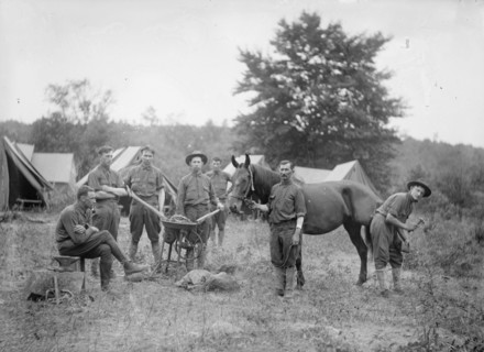 U.S. Army or National Guardsmen in camp ca. between 1909 and 1940