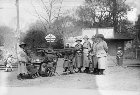 Women in a National Women's Defense League camp ca. between 1909 and 1940