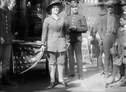Miss Dora Rodrigues recruiting during World War I ca. between 1909 and 1940