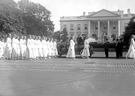 Red Cross parade, marching past White House, [Washington, D.C.] ca.  May 1918