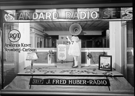 J. Fred Huber Radio, display window ca.  between 1918 and 1928