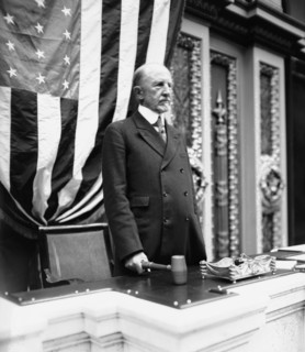 Speaker Gillette in Speaker's chair, [Washington, D.C.] ca.  between 1918 and 1928