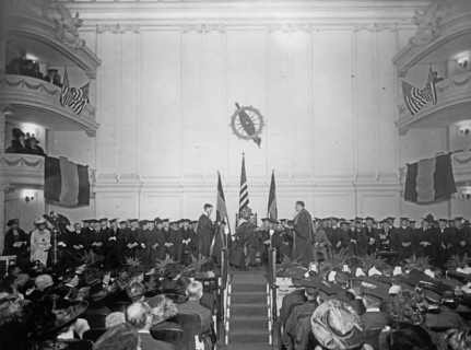 King Albert of Belgium receiving degree of Doctor of Law at an unidentified university ca.  between 1918 and 1928