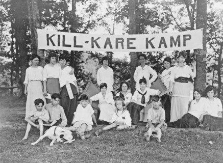 Campers pose for group photo at Kill-Kare Kamp ca. 1909