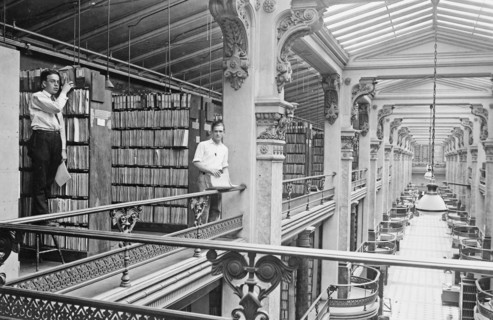 Stacks of documents in Patent Office, Washington, D.C. ca. 1909
