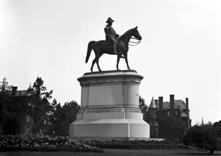 The Winfield Scott Memorial located at Scott Circle in Washington, D.C.  The bronze equestrian was sculpted by Henry Kirke Brown in 1874. photo taken ca.  between 1918 and 1920