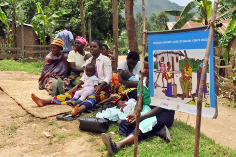 Women in the Bulambira community Uganda listen to a Family Life School community group meeting (Rubanda District) ca. 14 March 2018