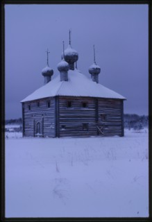 Log Church of the Transfiguration (1679, 1717), southwest view, Izhma village, Russia 1998.