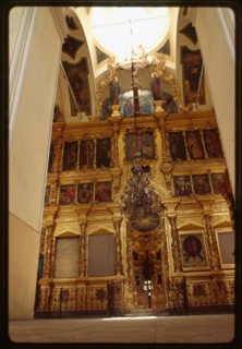 Archangel Michael Monastery, Archangel Cathedral (1653-56), interior, east view, with icon screen, (late 18th century), Velikii Ustiug, Russia 1996.