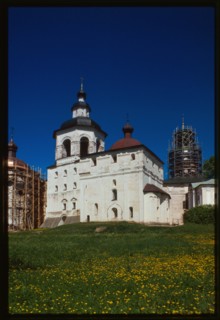 St. Cyril (Kirill)-Belozersk Monastery, Church of Archangel Gabriel (1531-34), with belltower (1761), southeast view, Kirillov, Russia 1998.