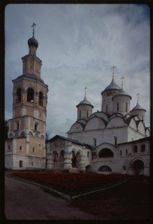 Savior-Prilutskii Monastery, Cathedral of the Savior (1537-42), southwest view, with bell tower (1645-56), Vologda, Russia 1996.