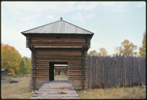 Kazinskii log fort (early 17th century), originally situated in the middle reaches of the Ob' River, has been partially reassembled at the Outdoor Architecture and History Museum at Akademgorodok, Rus...