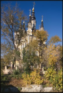 Church of the Resurrection (1798), southeast view with fall foliage, Tomsk, Russia; 1999