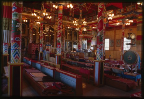 Ivolginsk Buddhist Datsan, main temple, interior, Ivolga, Russia; 2000