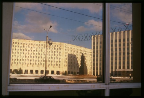 Lenin Square, window reflection, Arkhangel'sk, Russia; 2000