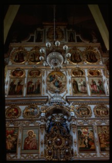 Church of the Epiphany (1687-95), interior, east view with icon screen, Solikamsk, Russia 1999.