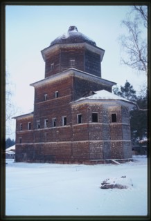 Log Church of the Resurrection (18th century), southeast view, Kozlovskoe, Russia 1999.