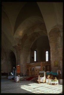 Church of the Miraculous Icon of the Savior (1912), interior, east view, Kukoboi, Russia; 2001
