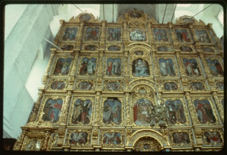 Church of the Presentation of the Virgin (1688-93), interior, view east toward icon screen, Sol'vychegodsk, Russia 1996.