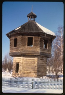 Twentieth-century replica of log stockade tower at Stroganov compound, Sol'vychegodsk, Russia 1998.