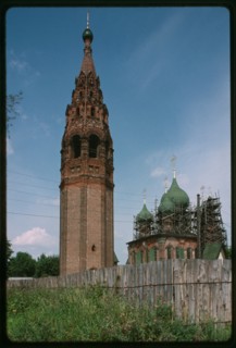 Bell tower at Korovniki (1680s), southwest view, Yaroslavl, Russia; 1994