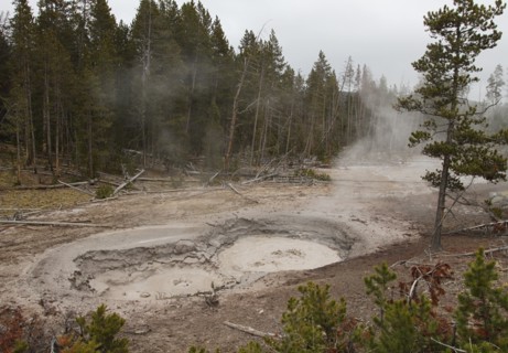 Mudpots in Mud Volcano area in Yellowstone National Park;  Date: 4 November 2014