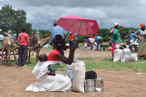 A food distribution in Mwenezi district in January 2017, during the height of Zimbabwe's drought ca. 14 January 2017